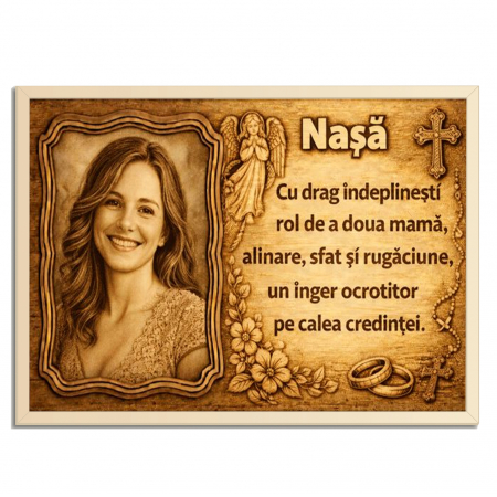Tablou Lemn Cadou Nasa-Personalizat  cu Poza si Text