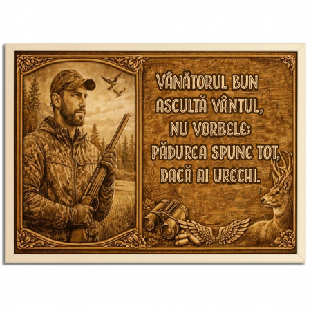 Cadouri Nou Născut - Tablou Lemn Cadou Vanator