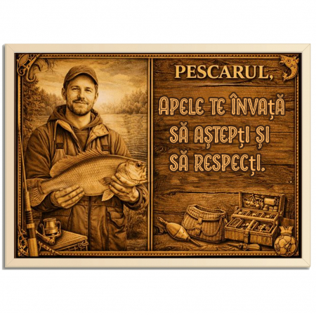 Tablouri Lemn - Tablou Lemn Cadou Pescar