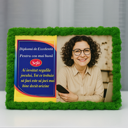 Cadouri Șef/Șefă - Tablou cu Licheni Naturali Personalizat