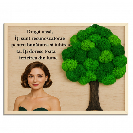 Cadouri Pensionare - Tablou cu Licheni Naturali Personalizat  Cadou Special pentru Nașă