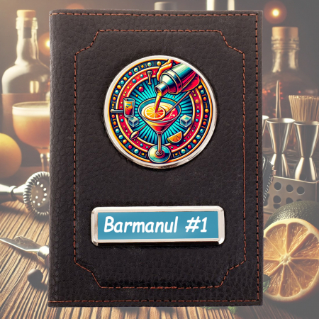 Set Cadou Personalizat pentru Barman – Placă de Ardezie, Portofel și Breloc Lemn [2]