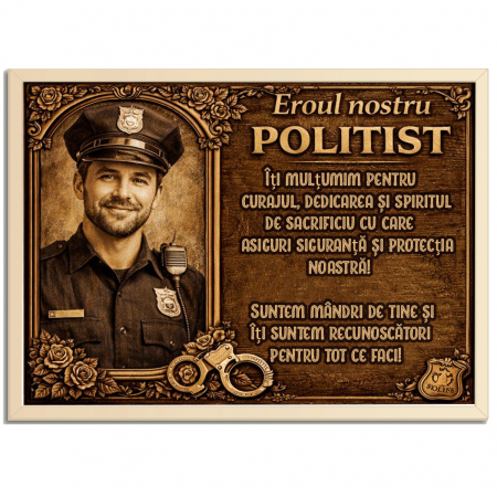 Toate Produsele - Tablou Lemn Cadou Politist