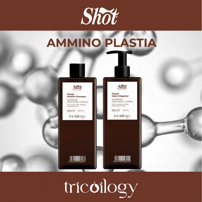 Set tratament regenerant și hrănitor pentru păr distrus Ammino Plastia - Shot (șampon 500 ml + masca 500 ml) [1]