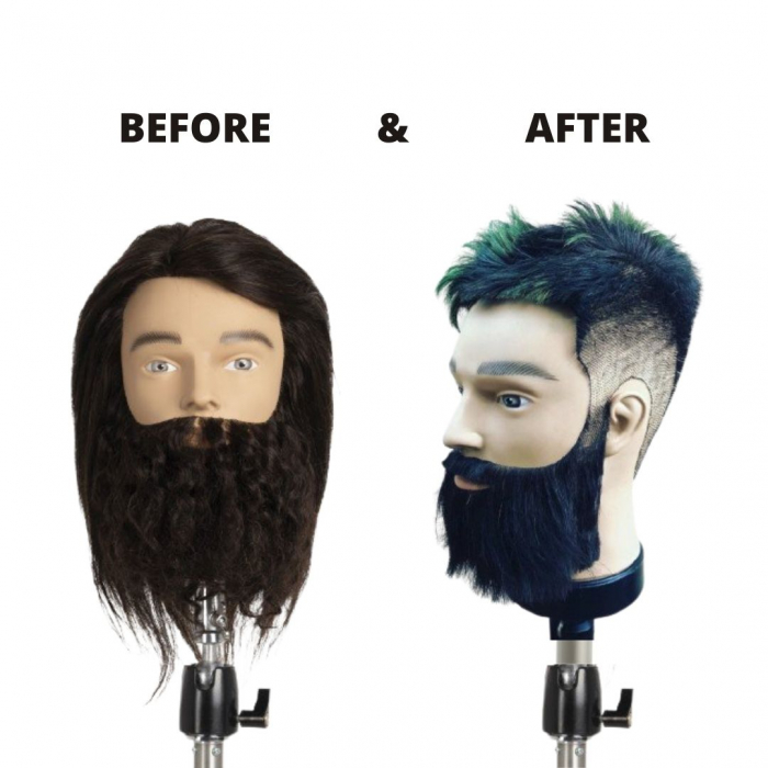 Cap manechin păr natural - cu barbă și mustață - lungime 20 cm - model BEN EXALTO [2]