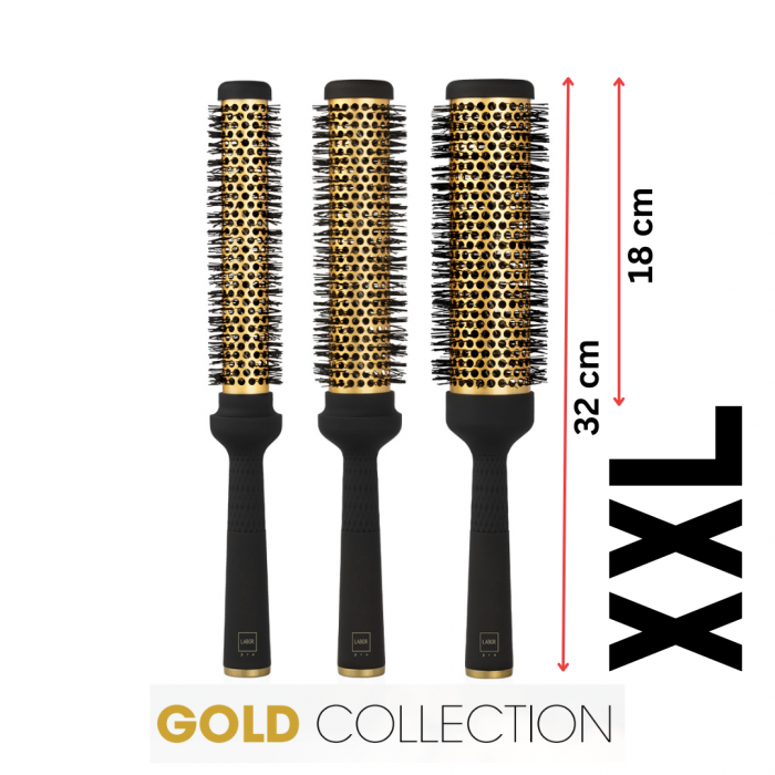 Set 3 perii de par GOLD COLLECTION - model lung XXL (25 + 33 + 43 mm)