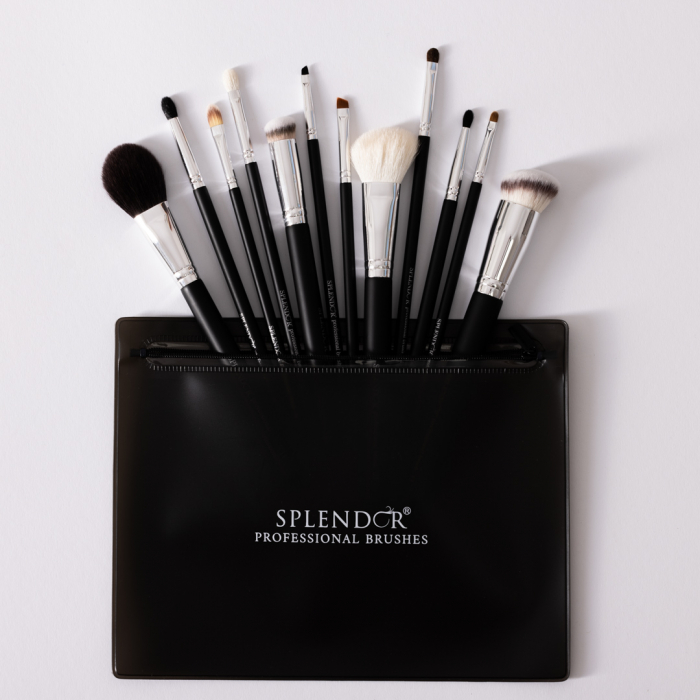 Set 12 pensule machiaj SPLENDOR Esentiale cu par sintetic/ capra / ponei + borseta [3]