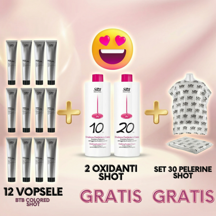 Set 12 vopsele BTB COLOR Shot + 2 oxidanti Shot GRATIS  + set pelerine Shot GRATIS [2]