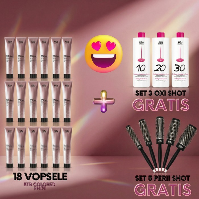 Set 18 vopsele BTB COLOR Shot + 3 oxidanti Shot GRATIS  + set 5 perii Shot GRATIS [2]