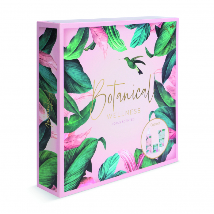 Set cadou femei botanical wellness - pink - pentru corp (gel dus + lotiune corp + lumanare)