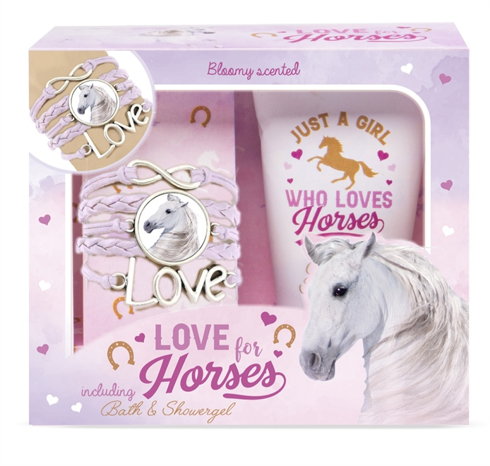 Set cadou fetite i love horses (bratara + gel dus)
