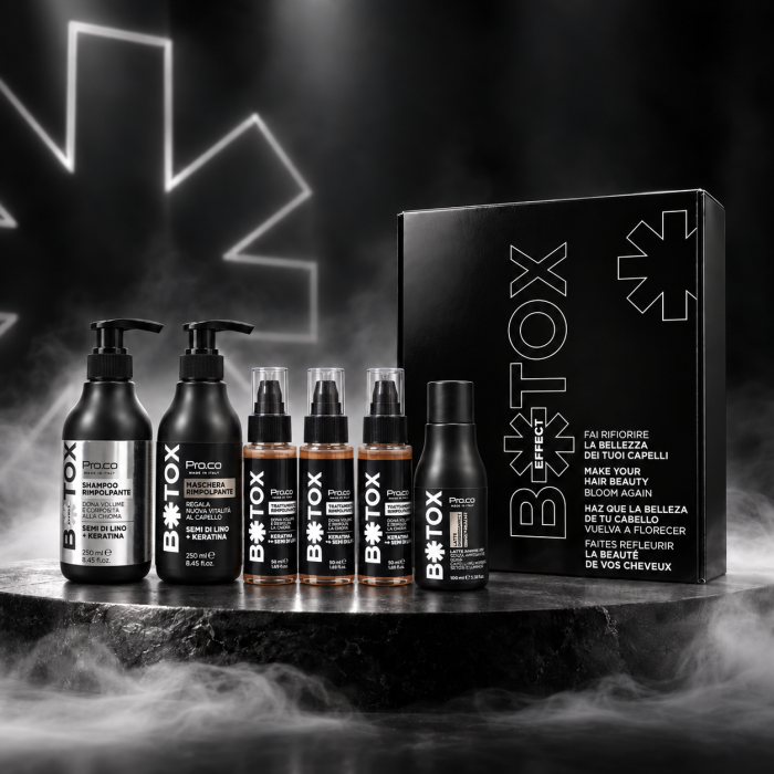 Set tratament regenerare par B0toxEffect - Pro.Co - set MEDIUM (sampon 250 ml + masca 250 ml + 3 fiole 50 ml + lapte) [6]