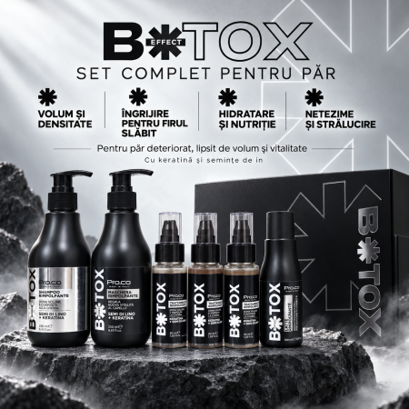 Set tratament regenerare par B0toxEffect - Pro.Co - set MEDIUM (sampon 250 ml + masca 250 ml + 3 fiole 50 ml + lapte) [1]