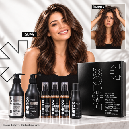 Tratament botox pentru par - Set tratament regenerare par B0toxEffect - Pro.Co - set MEDIUM (sampon 250 ml + masca 250 ml + 3 fiole 50 ml + lapte)