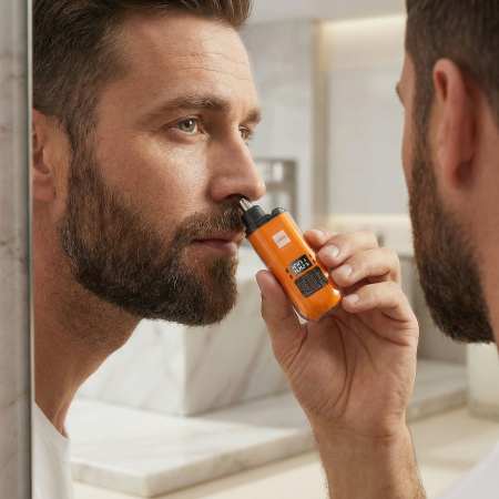 Aparat pentru tuns parul din nas si urechi - Aparat de tuns par nas/urechi SNAP TRIM - Portocaliu