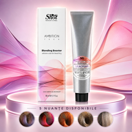 Vopsea de par cu amoniac - Blonding Booster - Aditiv colorant pentru decolorare 80ml  - SHOT - Silver No Yellow