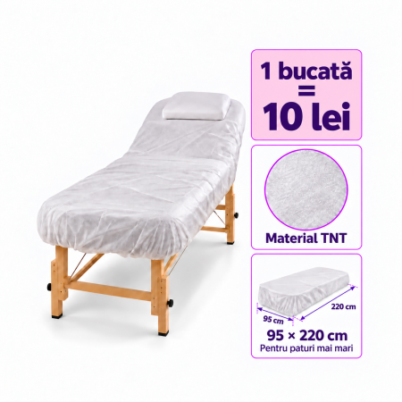 Consumabile cosmetica - 50 x Cearceaf protecție pat cosmetica - cu elastic pe margini – 95X220cm