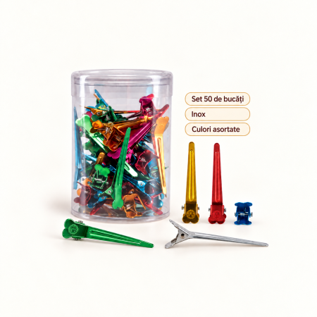 Clipsuri aluminiu pentru păr LISS CLIPS, Bifull - set 50 buc - culori asortate [1]
