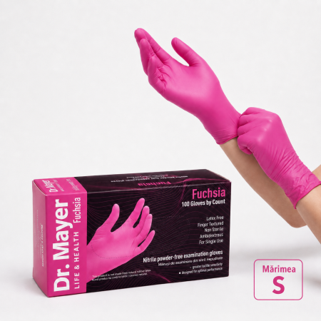 Manusi de unica folosinta - manusi-nitril-dr-mayer-100-buc-fucsia-coafura-consumabile-coafura-igiena-si-sterilizare-visuel-beauty-shop-produse-profesionale-de-infrumusetare-dotari-saloane-infrumusetare