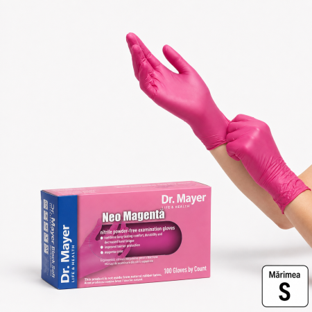 Manusi de unica folosinta - manusi-nitril-dr-mayer-100-buc-neo-magenta-coafura-consumabile-coafura-igiena-si-sterilizare-visuel-beauty-shop-produse-profesionale-de-infrumusetare-dotari-saloane-infrumusetare
