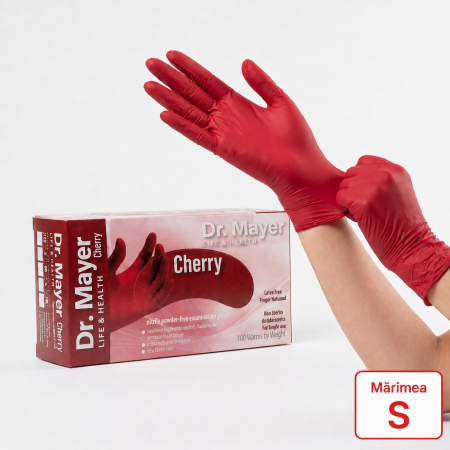 Manusi de unica folosinta - manusi-nitril-dr-mayer-100-buc-rosii-coafura-consumabile-coafura-igiena-si-sterilizare-visuel-beauty-shop-produse-profesionale-de-infrumusetare-dotari-saloane-infrumusetare
