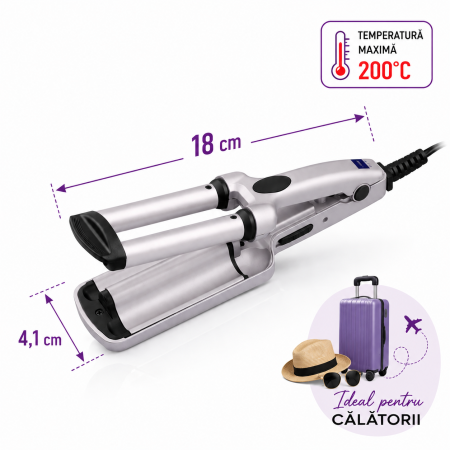 Mini ondulator pentru par triplu - PASTEL - pentru valuri par [1]