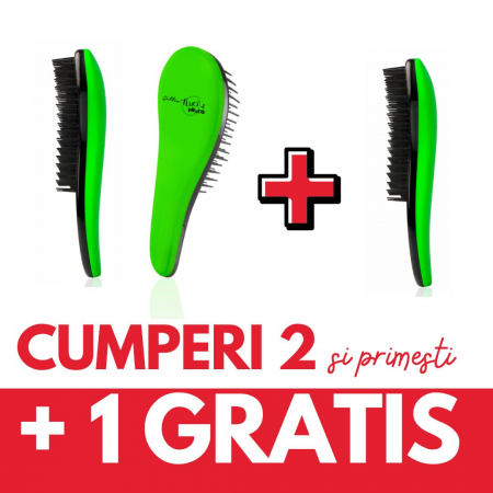 Perii pentru descalcit parul - OFERTA 2+1 GRATIS - Perie de păr DETANGLER - FRUITS - VERDE