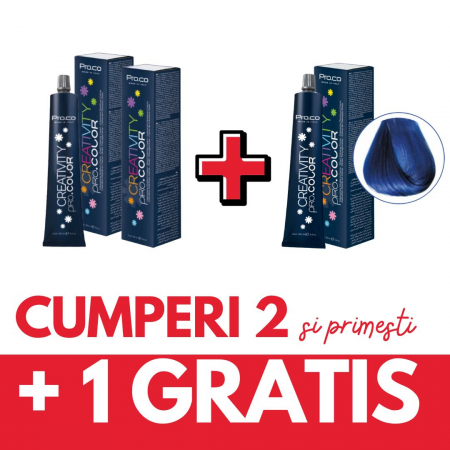 Vopsea de par fara amoniac - OFERTA 2+1 GRATIS - Vopsea păr directă CREATIVITY PRO.COLOR 100 ml - ALBASTRU