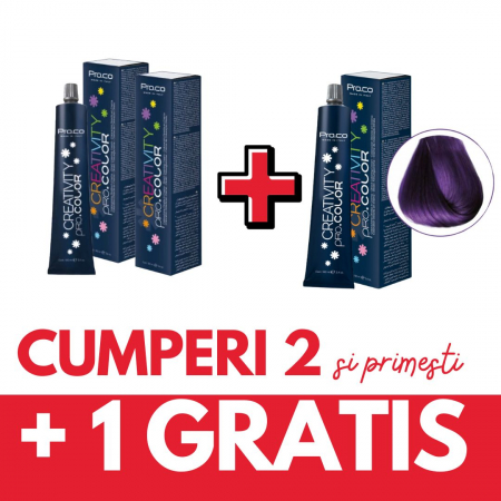 Vopsea de par fara amoniac - OFERTA 2+1 GRATIS - Vopsea păr directă CREATIVITY PRO.COLOR 100 ml - VIOLET