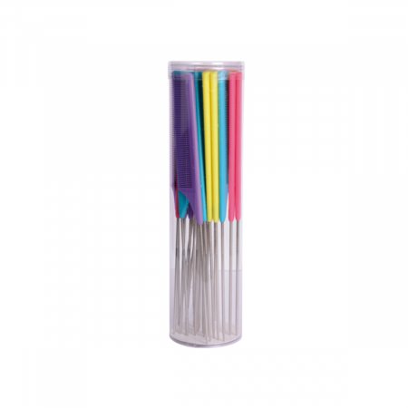 Produse profesionale pentru par - pieptene-cu-codita-metalica-dinti-desi-violet-visuel-coafura-piepteni-profesionali-par-aparatura-coafura-visuel-beauty-shop-produse-profesionale-de-infrumusetare-dotari-saloane-infrumusetare