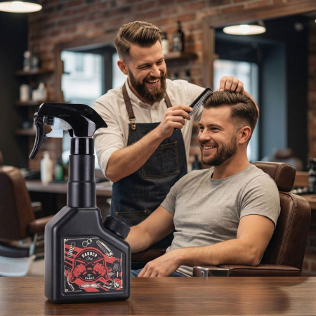 Produse Noi - Pulverizator apa frizerie  BARBER FUEL -  sistem dublu reîncărcare 300 ml · NEGRU