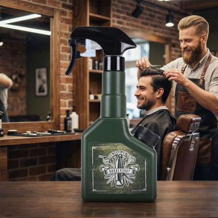 Produse Noi - Pulverizator apa frizerie  BARBER FUEL -  sistem dublu reîncărcare 300 ml · VERDE