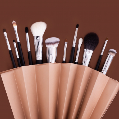 Set 12 pensule machiaj SPLENDOR Esentiale cu par sintetic/ capra / ponei + borseta [1]