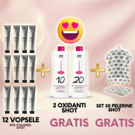 Set 12 vopsele BTB COLOR Shot + 2 oxidanti Shot GRATIS  + set pelerine Shot GRATIS [1]
