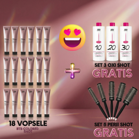 Set 18 vopsele BTB COLOR Shot + 3 oxidanti Shot GRATIS  + set 5 perii Shot GRATIS [1]