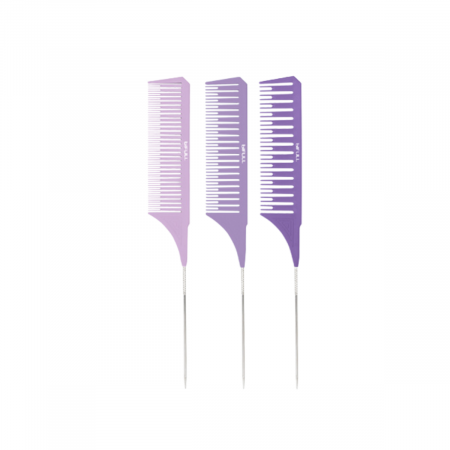 Produse profesionale pentru par - set-3-pieptenii-cu-coada-de-metal-layering-violet-visuel-c129-set-3-piepteni-pentru-realizarea-suvitelor-coafura-vopsea-sprancene-visuel-beauty-shop-produse-profesionale-de-infrumusetare-dotari-saloane-infrumusetare