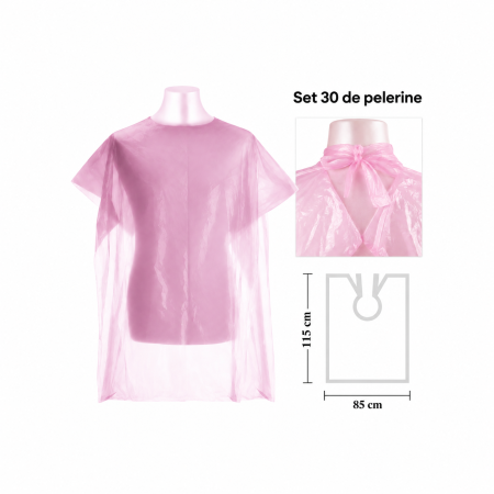 Set 30 pelerine vopsit unică folosință BiFull - 85x115cm - ROZ [1]