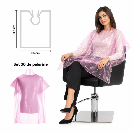 Pelerine pentru vopsit de unica folosinta - Set 30 pelerine vopsit unică folosință BiFull - 85x115cm - ROZ