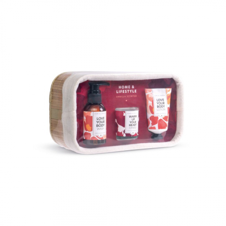 Cadouri femei - set-cadou-love-your-body-gel-de-dus-lotiune-corp-lumanare-parfumata-cos-bambus-visuel-beauty-expert