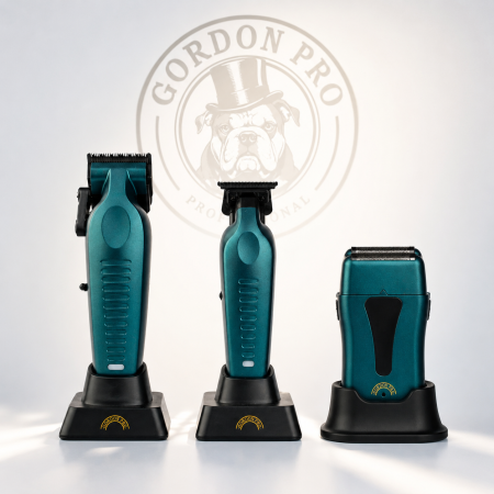 Masini de tuns profesionale - Set combo masini tuns frizerie Gordon Vector Line PRO Green: clipper + trimmer + shaver