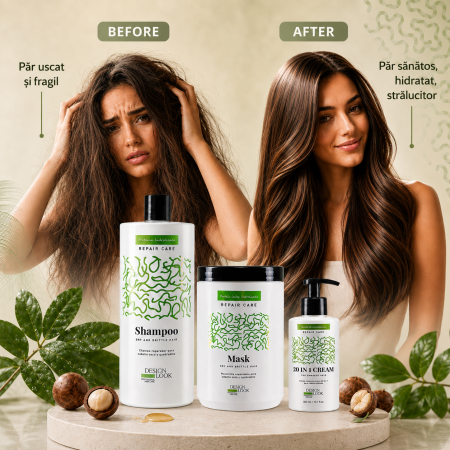 Tratamente par uscat - Set reparator pentru păr uscat și fragil Design Look – 3 produse