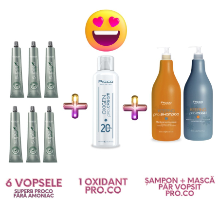 Produse Noi - Set SMART COLOR: 6 vopsele par + 1 oxidant + sampon + masca par vopsit PROCO