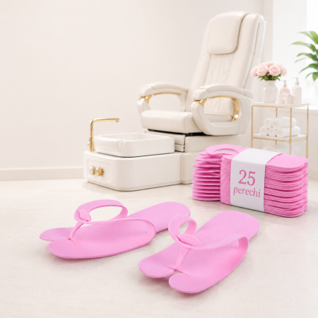 Consumabile manichiura pedichiura - Slapi unica folosinta pedichiura BiFull- set 25 perechi (50 buc) - ROZ