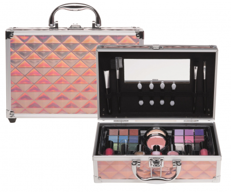 Cadouri femei - trusa-machiaj-casuelle-pink-box-43-cutie-machiaje-makeup-visuel-beauty-expert