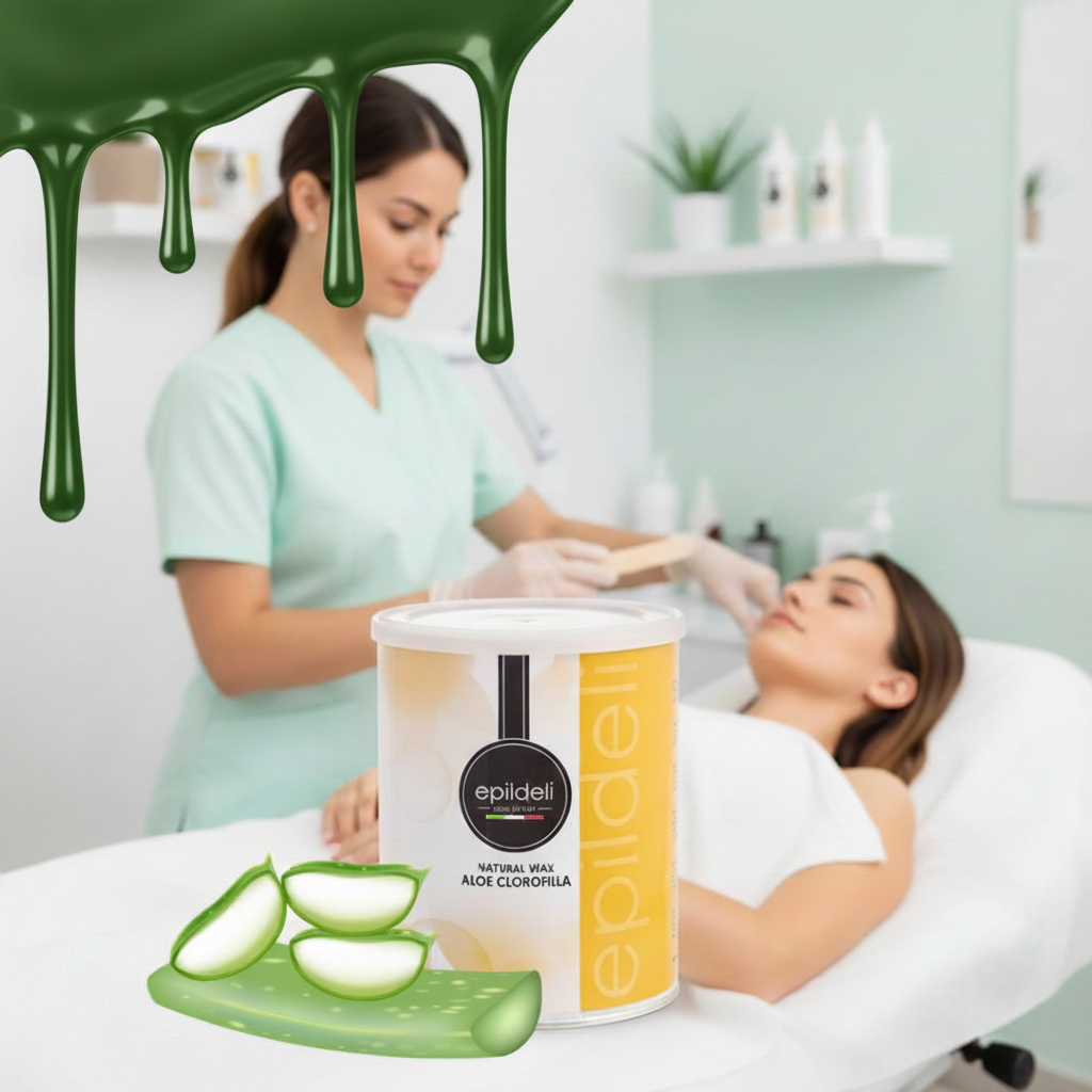 Ceara liposolibila pentru epilat EPIDELI 800 ml - Emmeci Cosmetici - VERDE Aloe Vera, Verde inchis