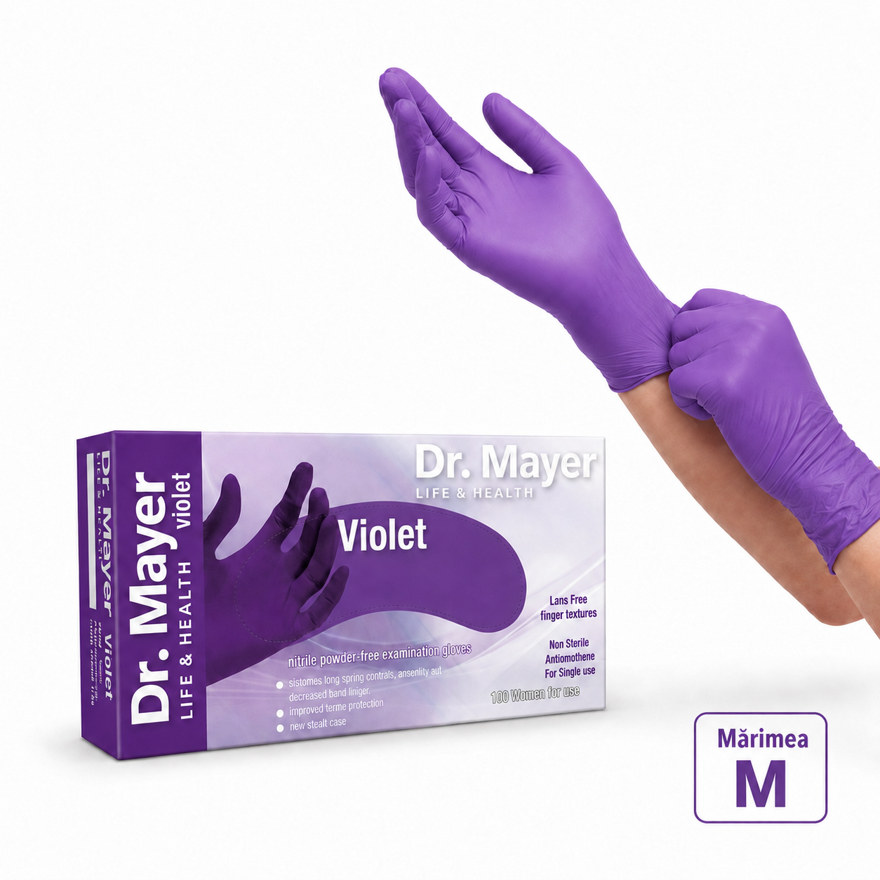 Manusi NITRIL Dr. Mayer - 100 buc - VIOLET - M M