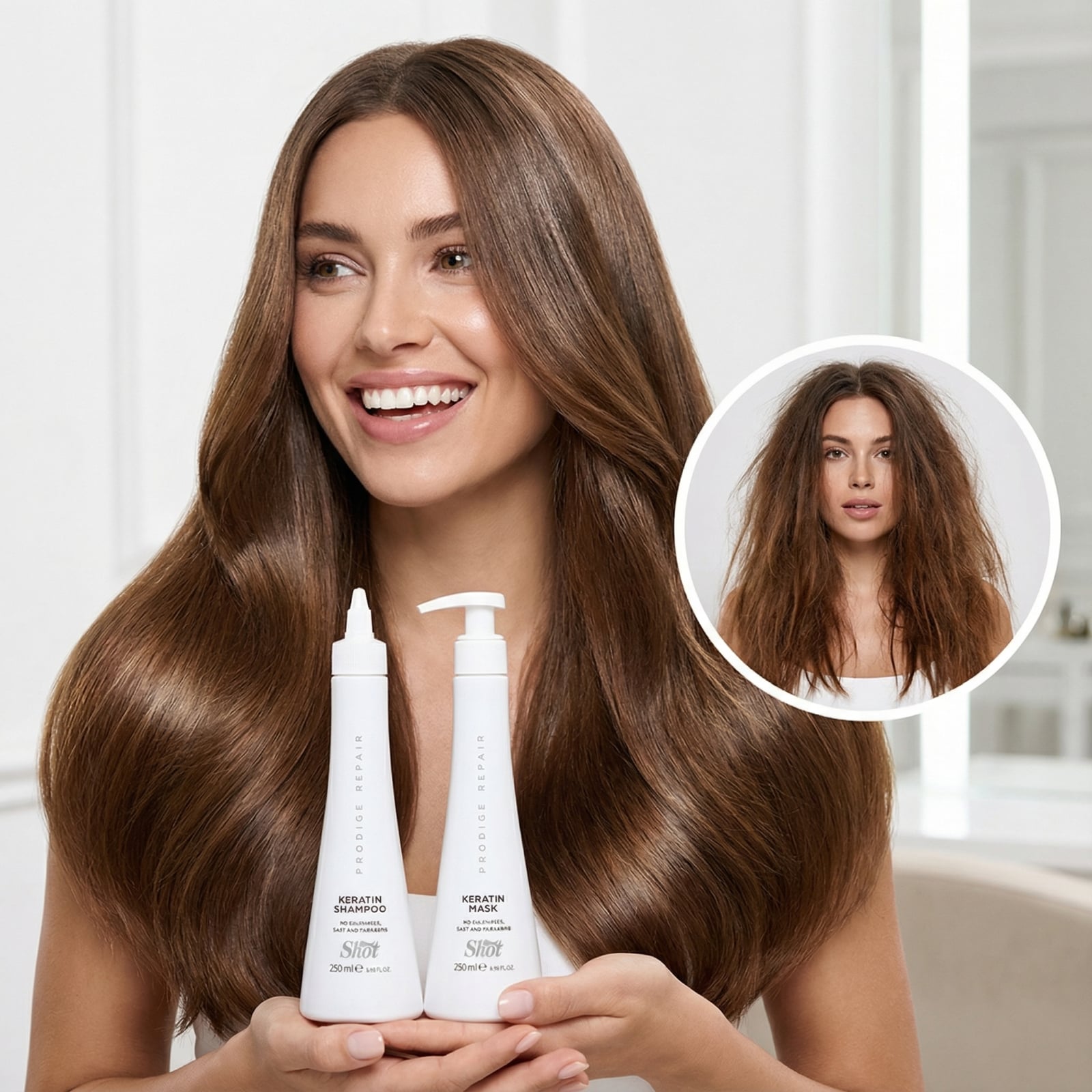 Set MIC HOME - KERATIN Shot - tratament intensiv pentru parul distrus (sampon 250 ml + masca 250 ml)