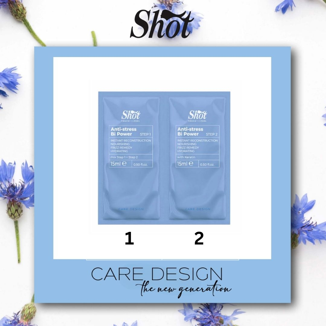 Set tratament restructurant si hidratant pentru par deteriorat ,   SHOT Bi-Power Pasul 1+2 (2x15 ml)