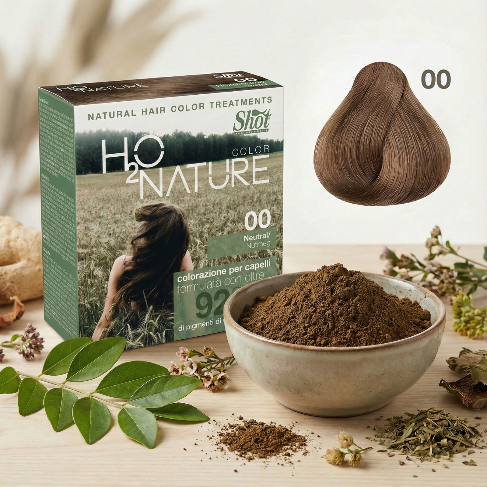 Vopsea par - pudra henna H20 COLOR NATUR 200g - 00 NEUTRU 00 Neutru (Neutro)