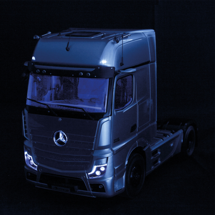 Macheta camion Mercedes Actros cu semiremorca transport auto Lohr, ADAC, scara 1:18 [5]